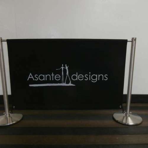 Keyhole Satin Stainless Steel Cafe Banner Posts & Canvas Banner